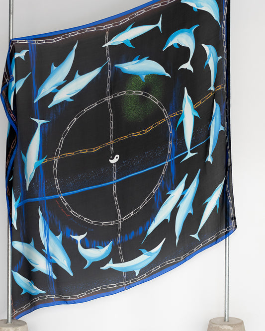 Dancing dolphin silk scarf