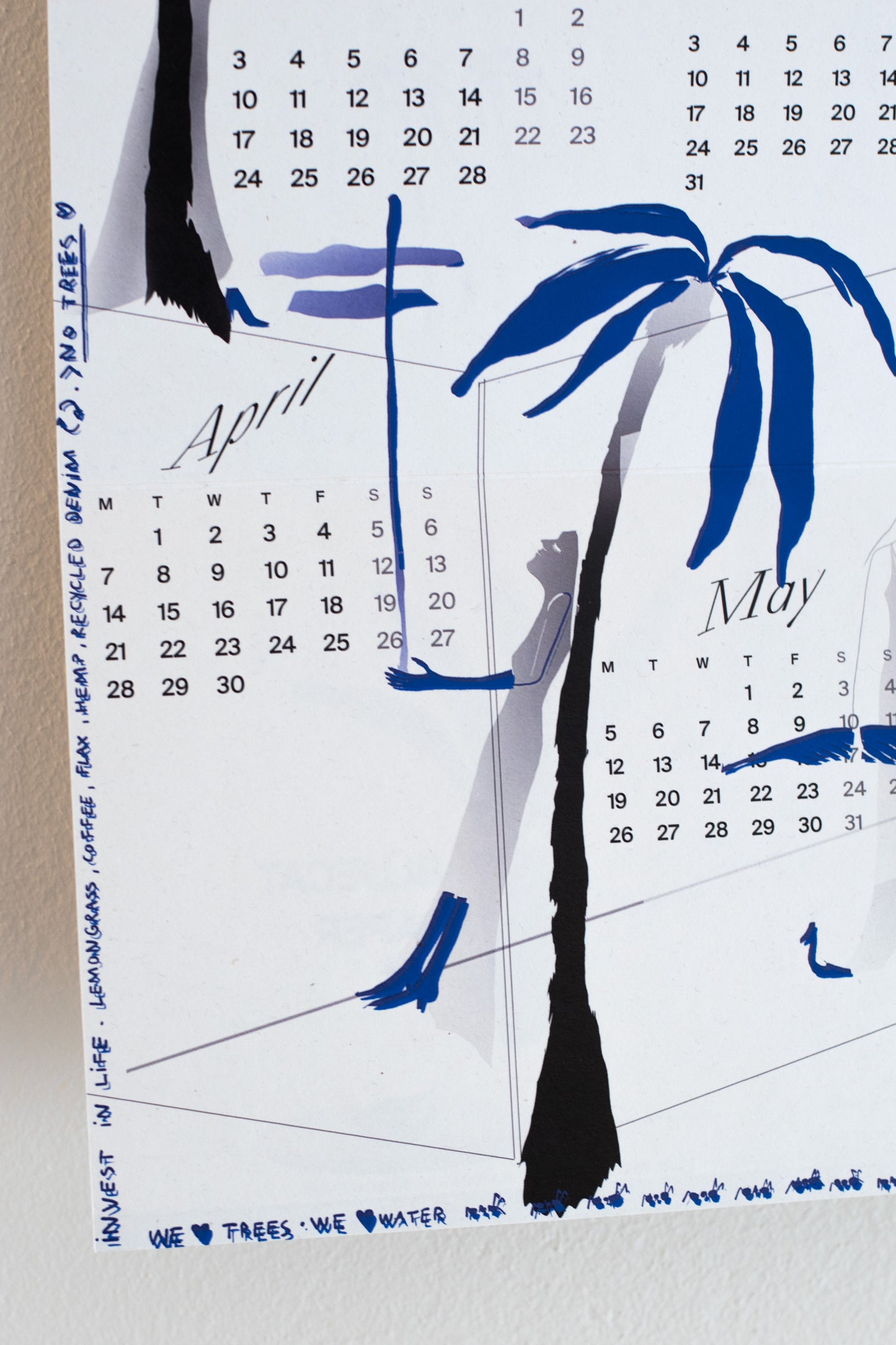 Tree-free illustrated 2025 calendar