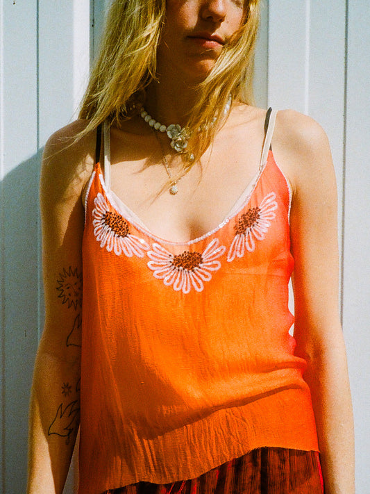 Orange sunset multi sequin top