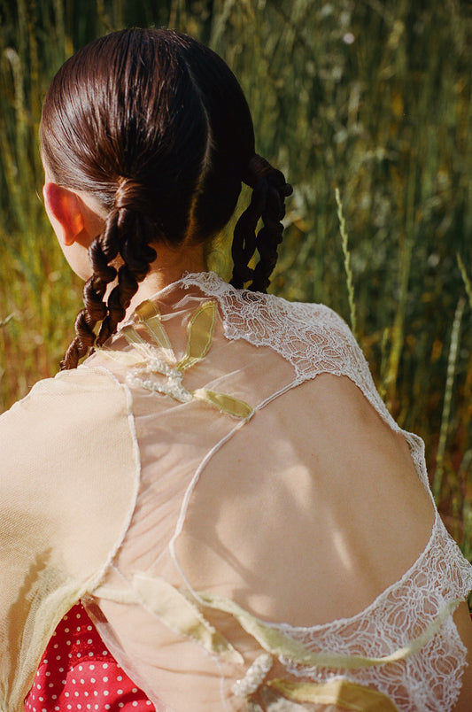 Victorian top with natural dyes hand embroidery