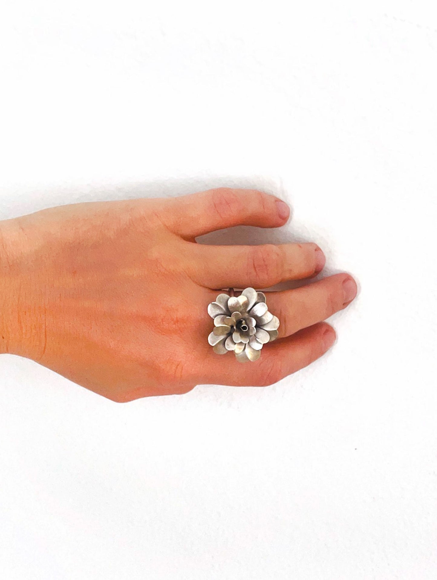 Petal silver ring