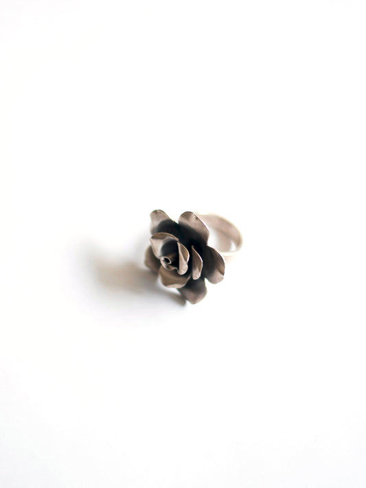 Rose petal silver ring
