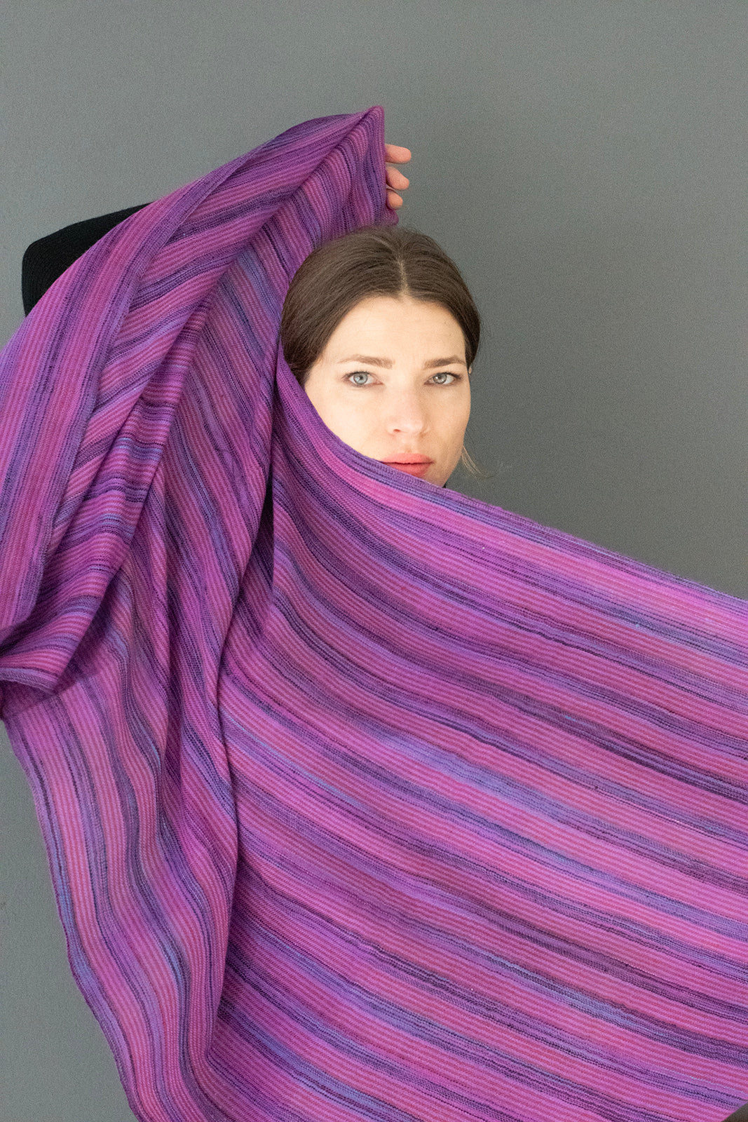 Purple lines handwoven pashmina