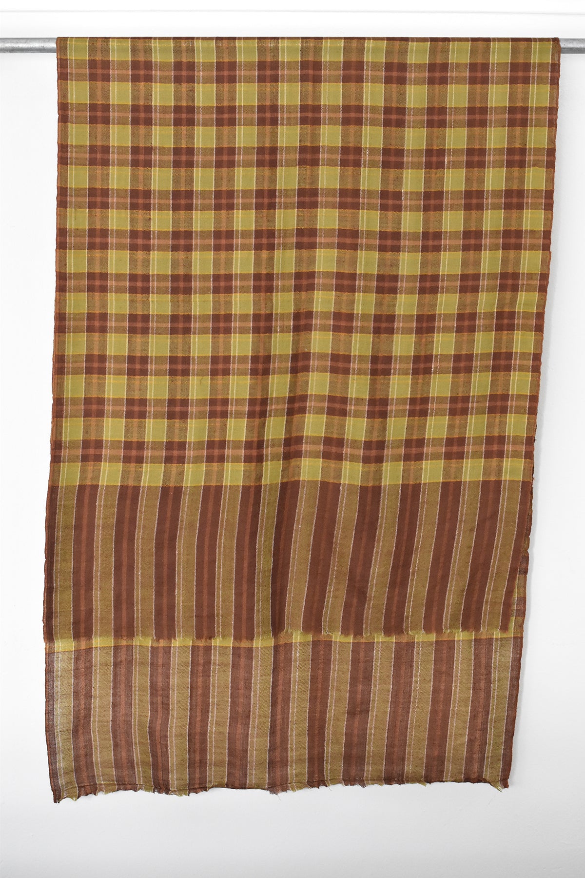 Mustard checked handwoven pashmina