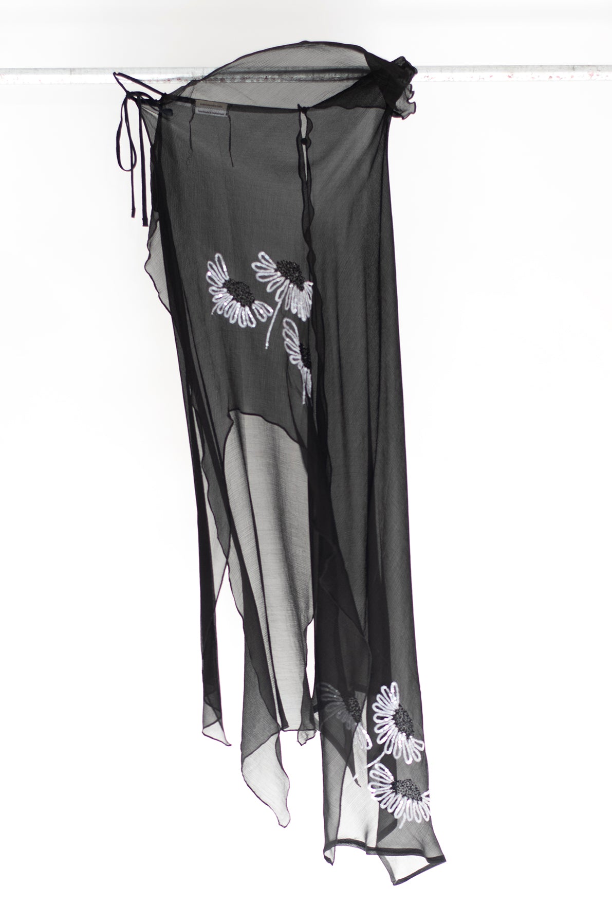 Muti sequin flower embroidered silk skirt