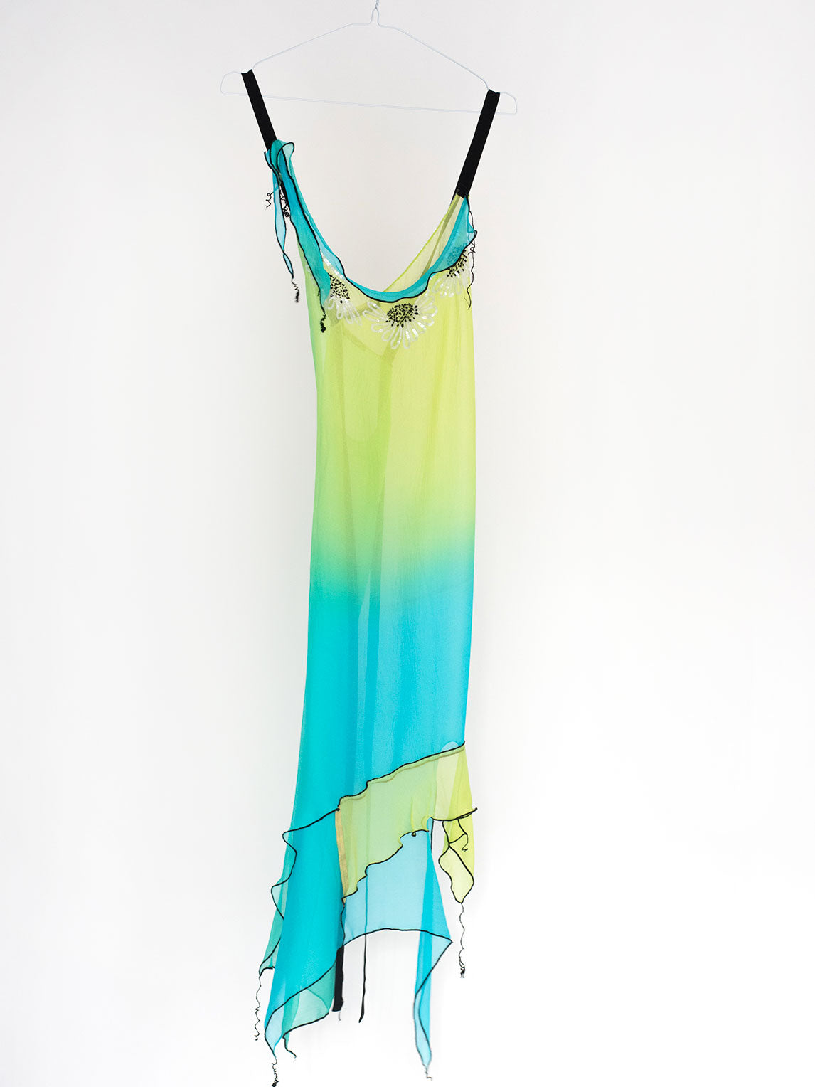 Turquoise ombré silk chiffon dress