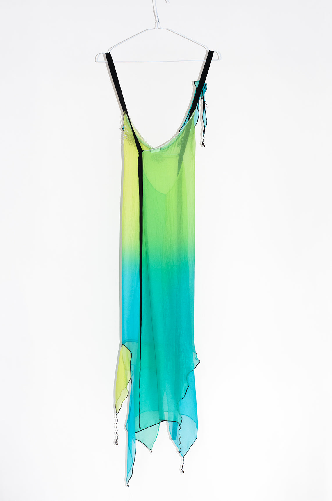 Turquoise ombré silk chiffon dress