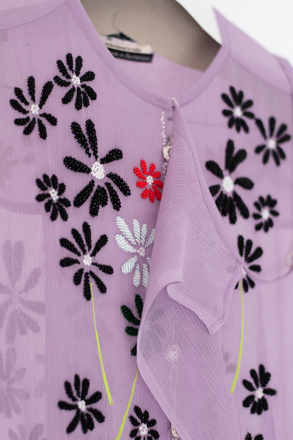 Natural dye silk chiffon flower power armor embroidered vest