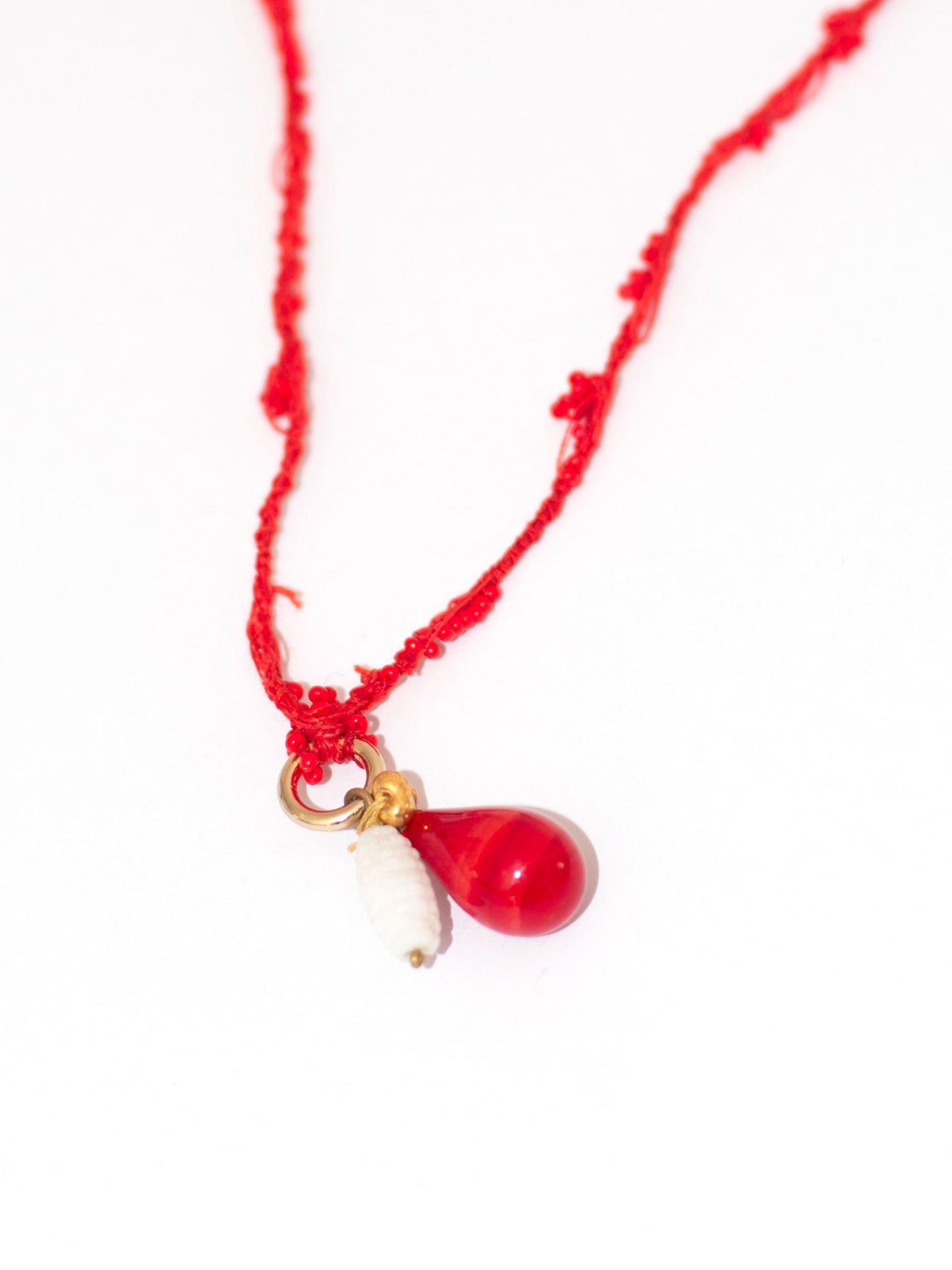 Red glass drop necklace