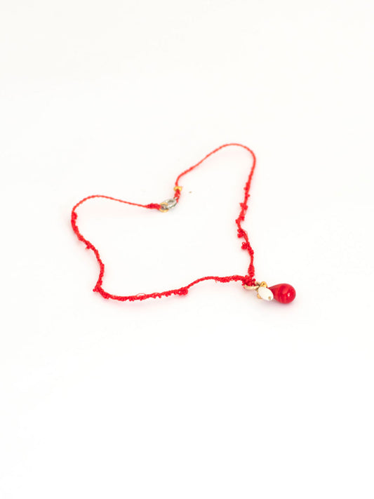 Red glass drop necklace