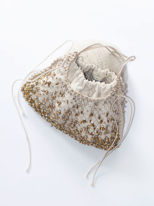 Soft napa embroidered net bag