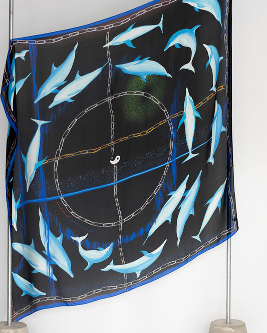 Neo Dolphin silk scarf
