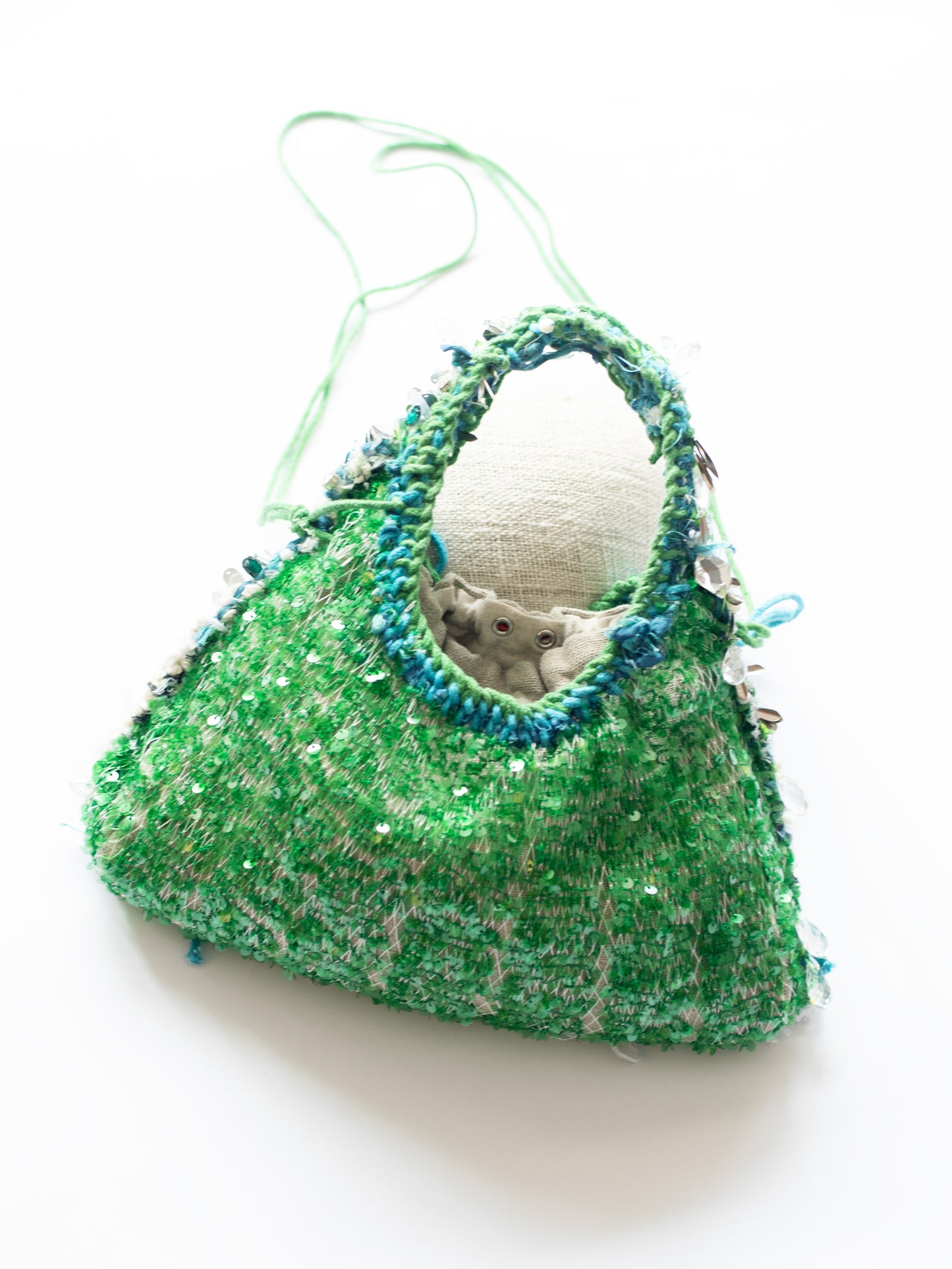 Craft artisanal sequin bag, one of a kind