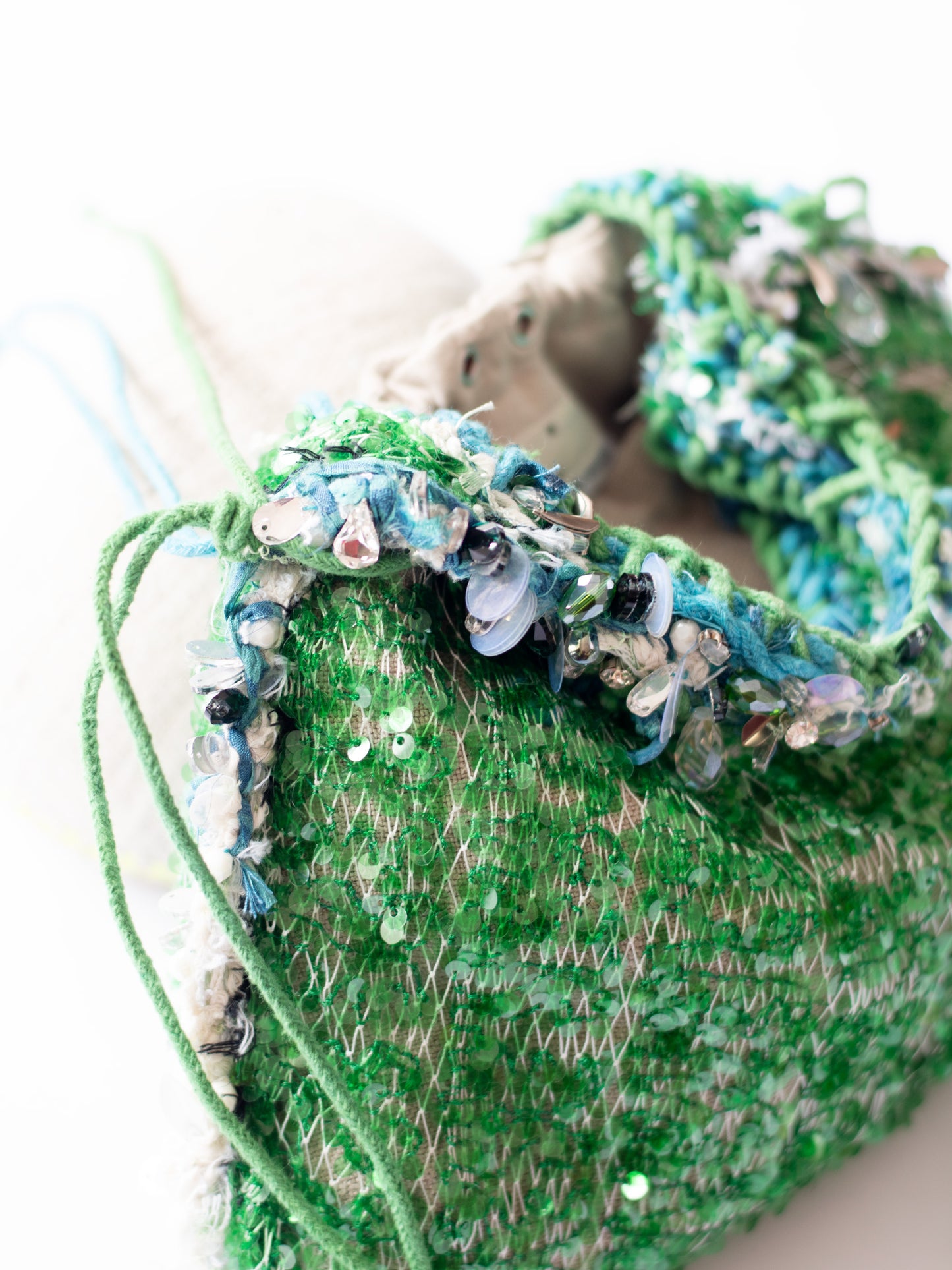 Craft artisanal sequin bag, one of a kind