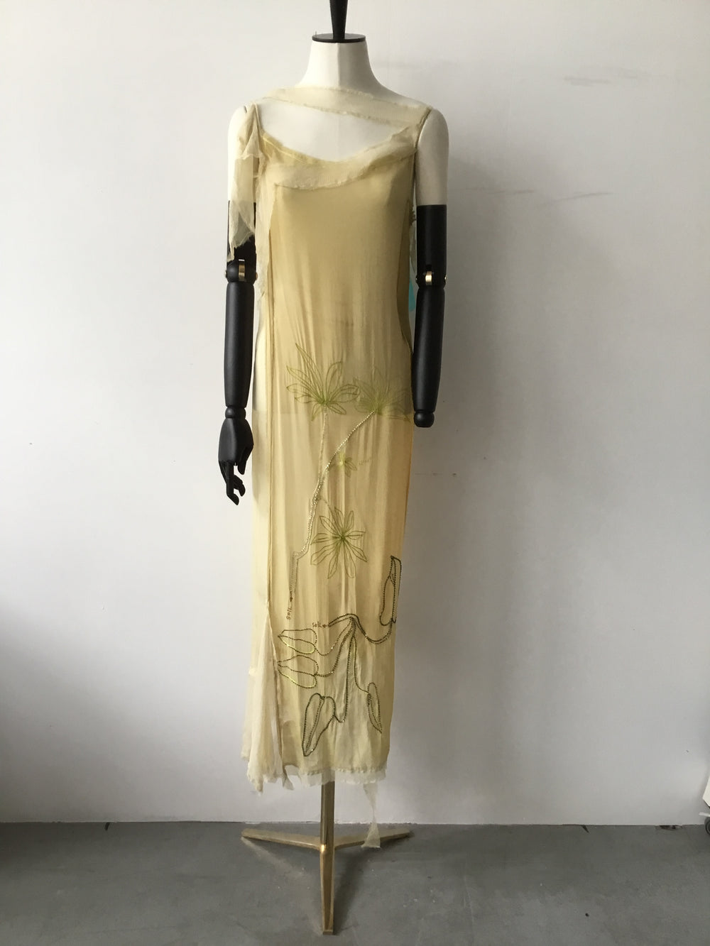 Natural dyed Earth embroidered landscape dress